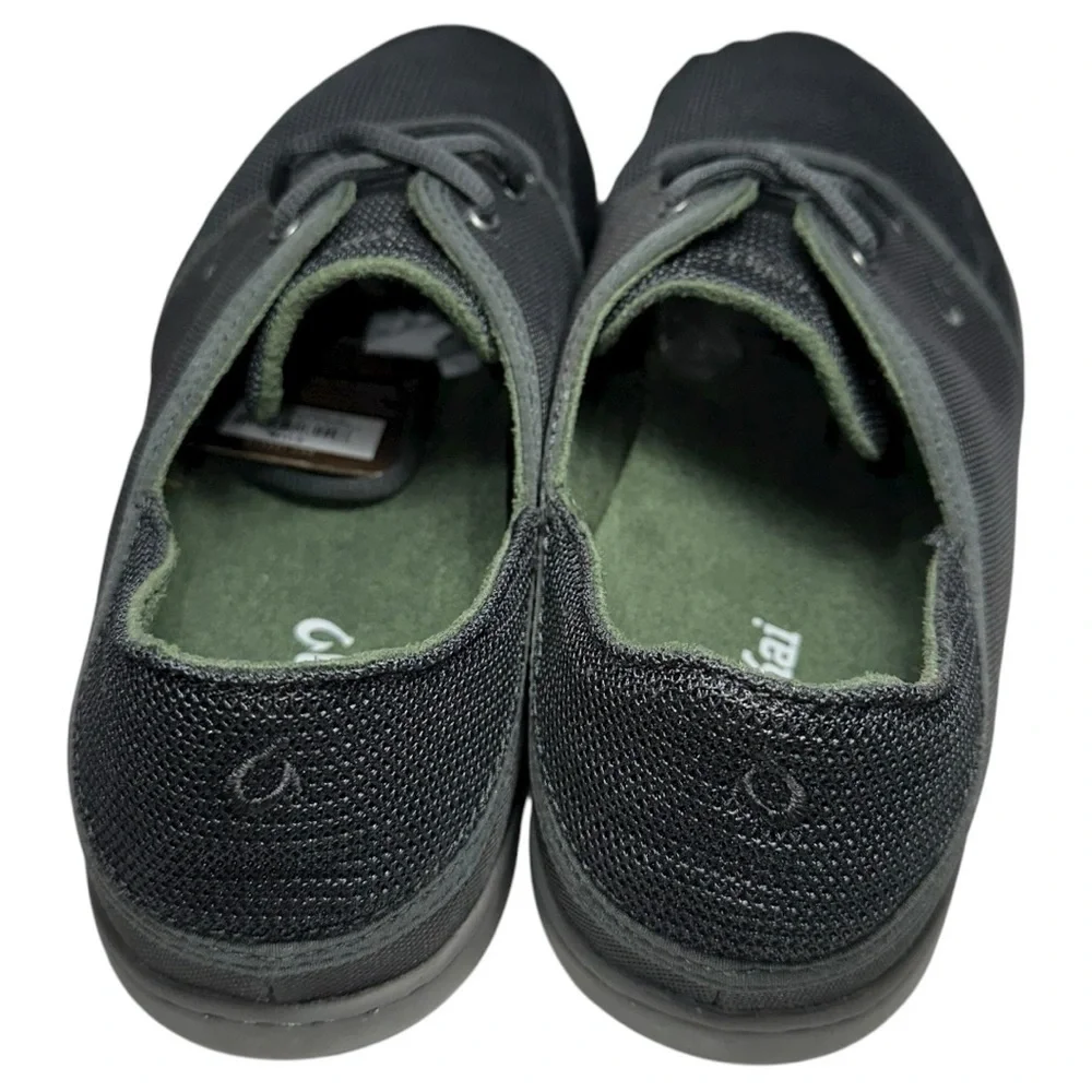 Olukai NIB Men’s Size 11.5 Dark Shadow Gray Nohea Mesh Lace Up Boat Shoes